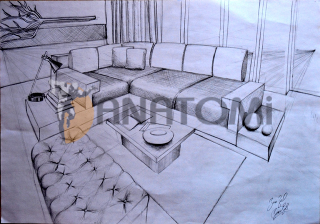 Anatomi sanat tasarım ,perspektif iç mekan çizimleri